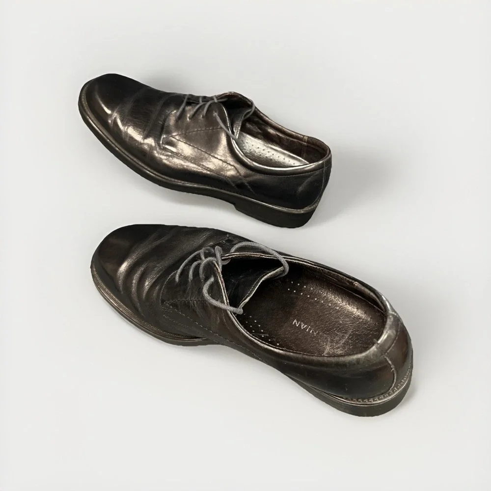 Bostonian 20371 Black Leather Plain-Toe Oxford Dress Shoes 11.5 M Made In Italy